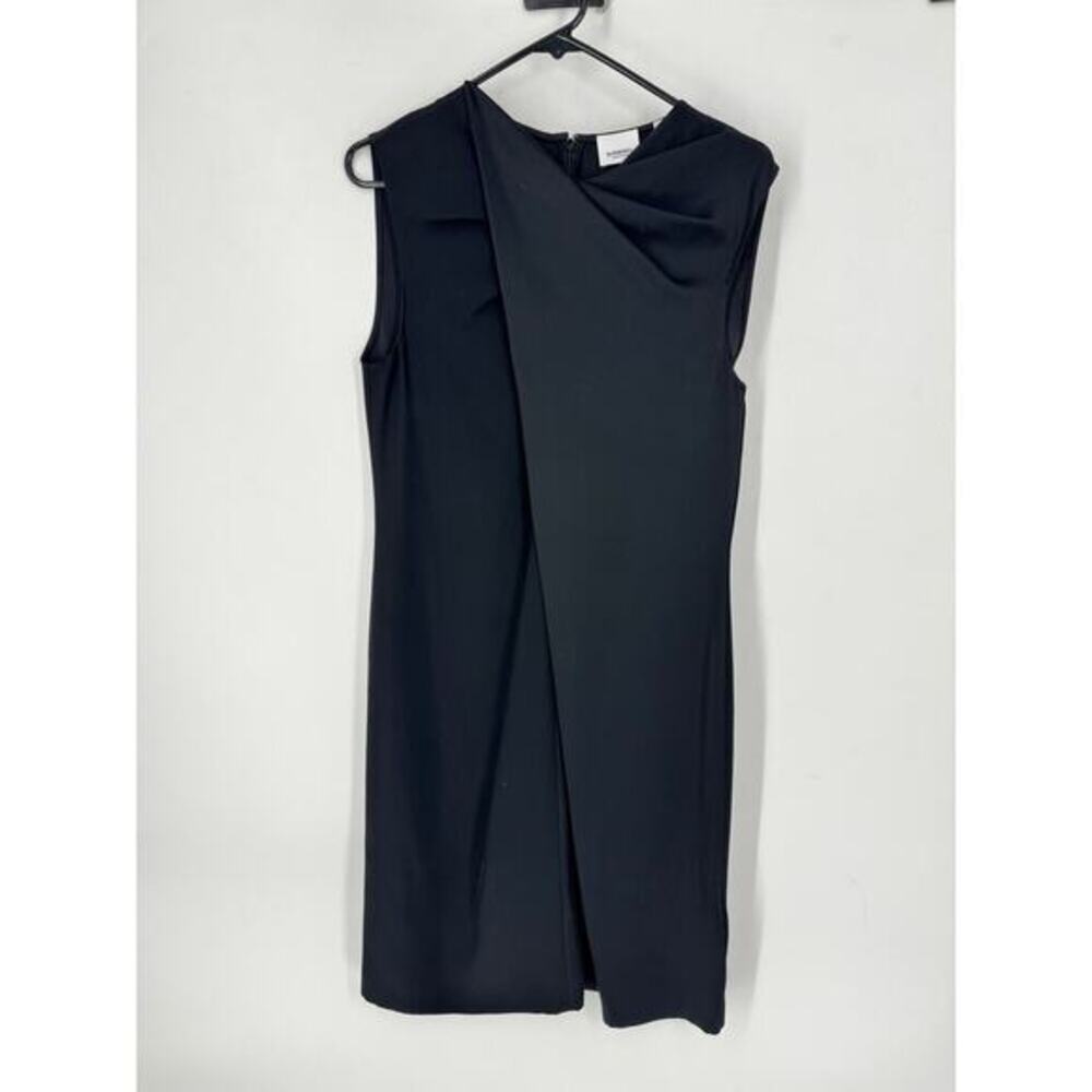 Burberry  Draped Satin-back Crepe Dress‎ in Black - Picture 4 of 6